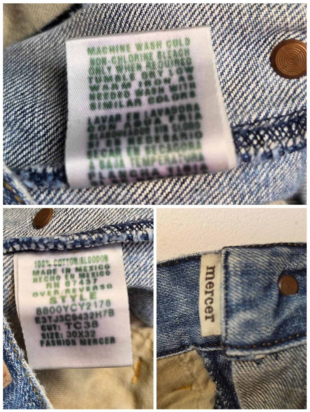 Ralph Lauren Vintage Mercer Jeans Thrashed Distressed Button Fly Denim